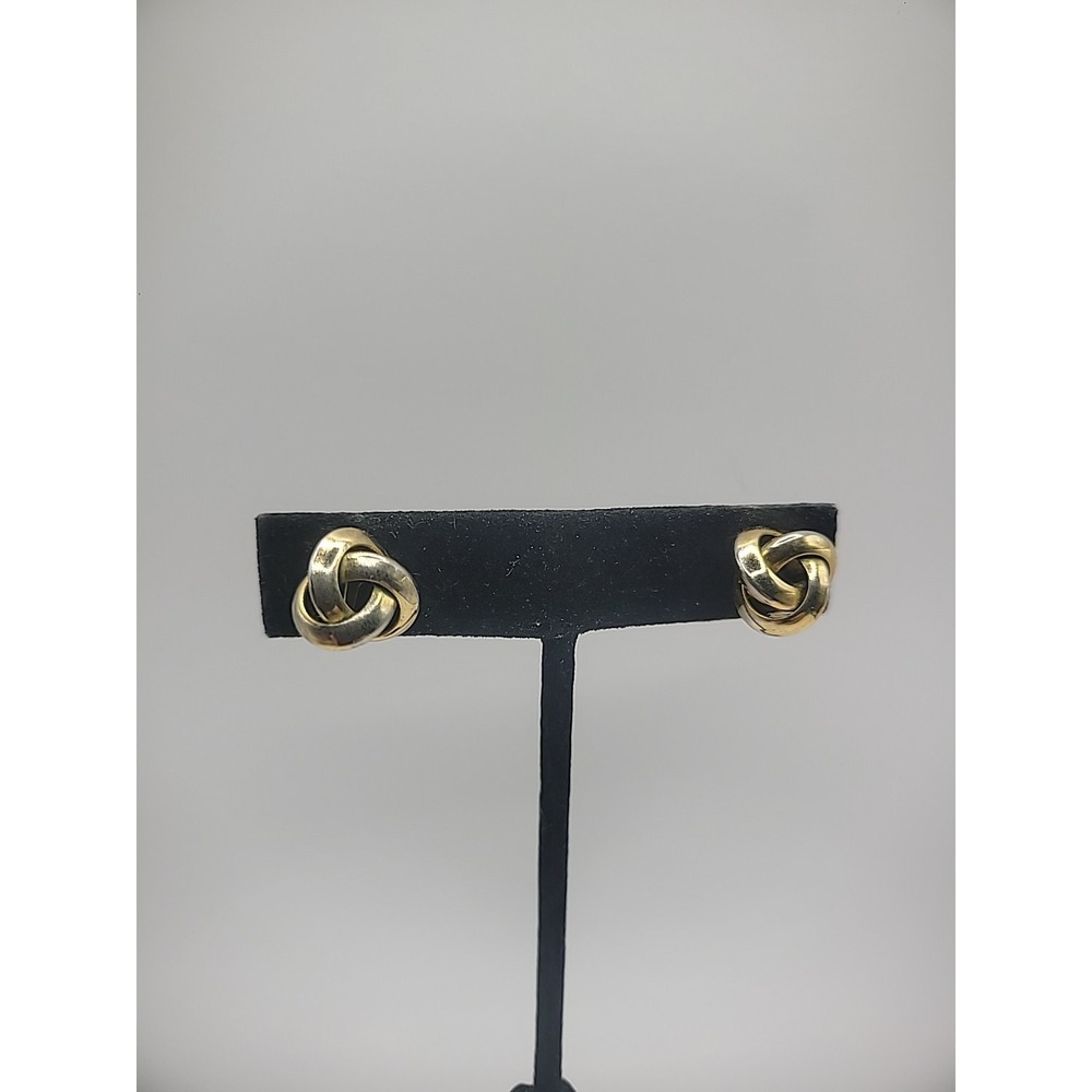Vintage‎ Earrings Clip On Gold Tone Knotted Jewelry Costume Dainty